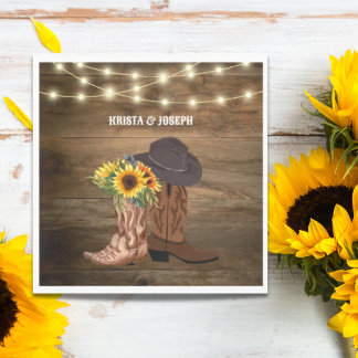 Cowboy Boots Sonnenblumen Western Gastgeschenk Hoc Serviette