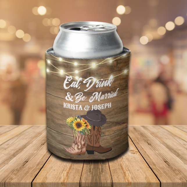 Cowboy Boots Sonnenblumen Western Hochzeit Dosenkühler (Cowboy Boots Sunflower Western Wedding Can Cooler)