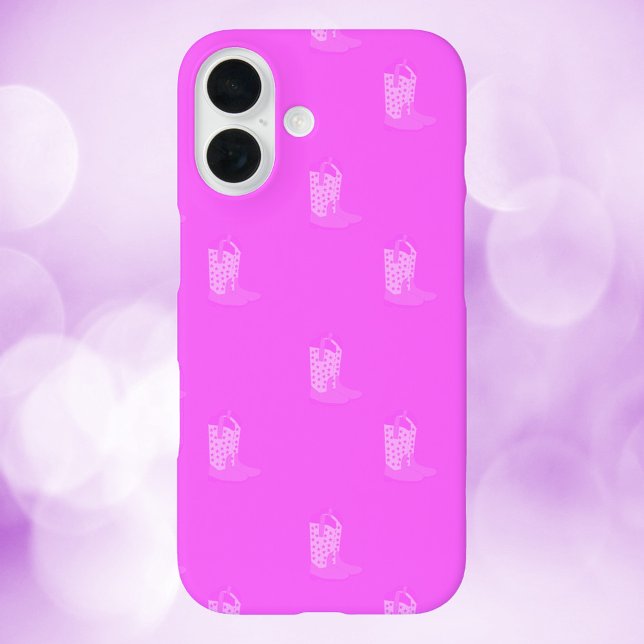 Cowboy Boots Stars Pink Pattern Case-Mate iPhone Hülle (A phone case with a pattern of cowboy boots with stars done in various shades of pink.)