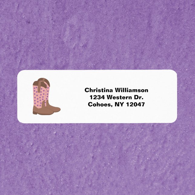 Cowboy Boots Stars Pink Rücksendeadresse personali (Return Address Labels with cowboy boots and text you can personalize!)
