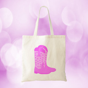 Cowboy Boots Stars Pink Tragetasche