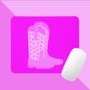 Cowboy Boots Stars Rosa Hintergrund Mousepad