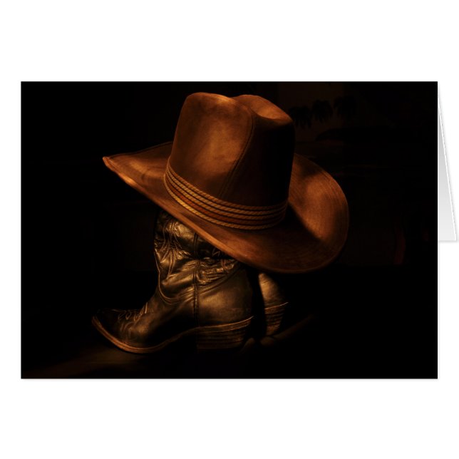 Cowboy Boots und Hat Bronze Western Card (Vorderseite (Horizontal))