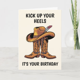 Cowboy Boots und Hut zum Geburtstag Karte