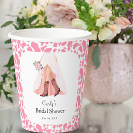 Cowboy Boots & Wedding Dress Brautparty Pappbecher