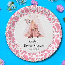 Cowboy Boots & Wedding Dress Brautparty Pappteller