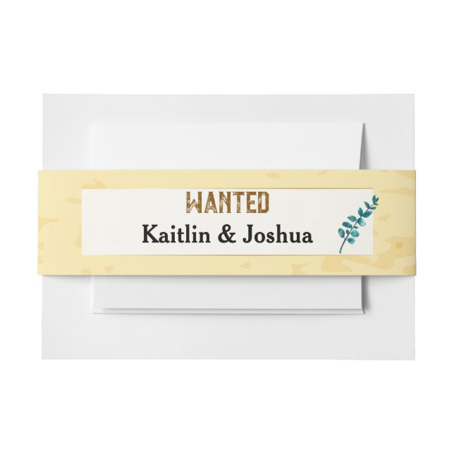 Cowboy Boots Wedding 🤠 Rustic Western Monogram Einladungsbanderole (Vorderseite Beispiel)