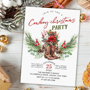 Cowboy Boots Weihnachten Rustikale Party Einladung