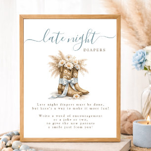 Cowboy Bow Western Babyparty Windeln für die späte Poster