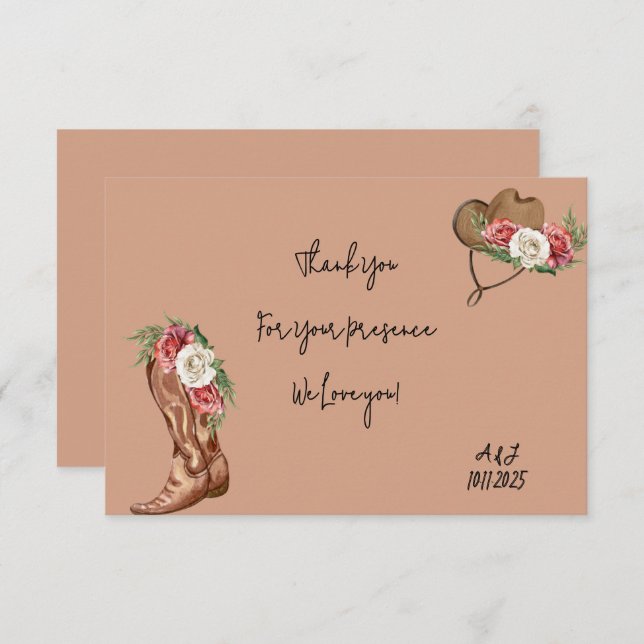 Cowboy Brautparty danke (Vorne/Hinten)