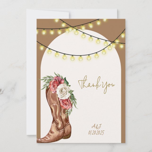 Cowboy Brautparty Dankeschön Karte (Vorderseite)
