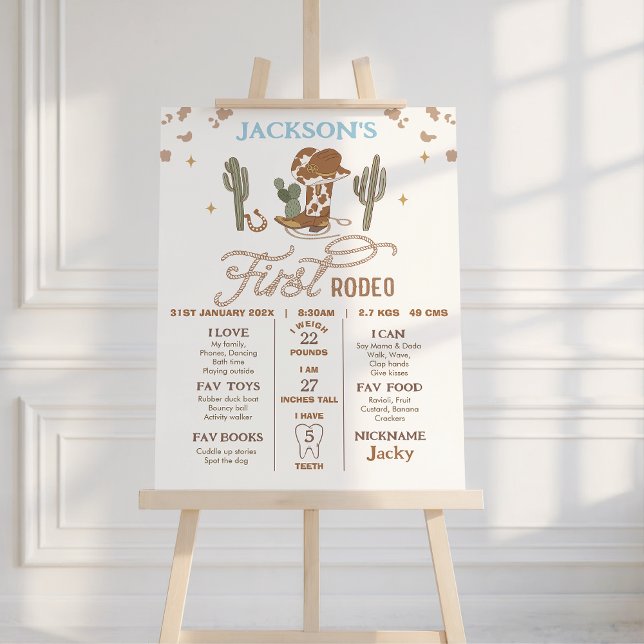 Cowboy Brown First Rodeo Geburtstag Milestone Post Fotodruck (First Rodeo Milestone Sign, Rodeo 1st Birthday Milestone Sign Boy, 1st Rodeo Milestone Board, )