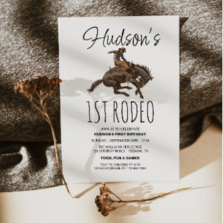 Cowboy Brown Watercolor 1. Rodeo 1. Geburtstag Einladung