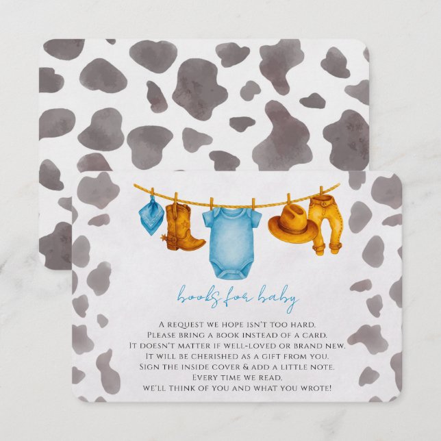 Cowboy-Bücher für Baby-Insert-Card-Boy Begleitkarte (Vorne/Hinten)