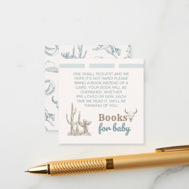 Cowboy-Bücher für die Beipackkarte für Baby Begleitkarte (Vorderseite/Rückseite Beispiel)