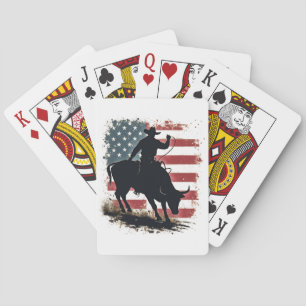 Cowboy Bull Rider Patriotic American Flag Cowboys Spielkarten