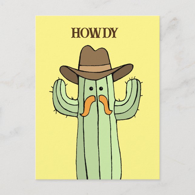 Cowboy Cactus Howdy Postkarte (Vorderseite)