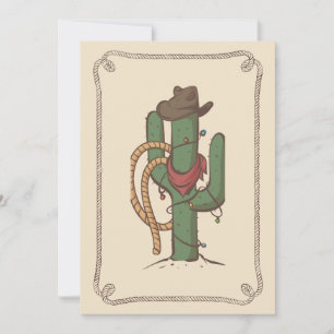Cowboy Cactus Illustration Feiertagskarte