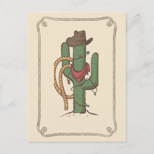 Cowboy Cactus Illustration Postkarte