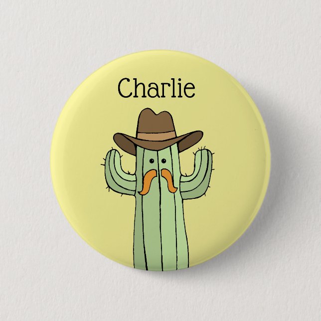 Cowboy Cactus Personalisiert Button (Vorderseite)
