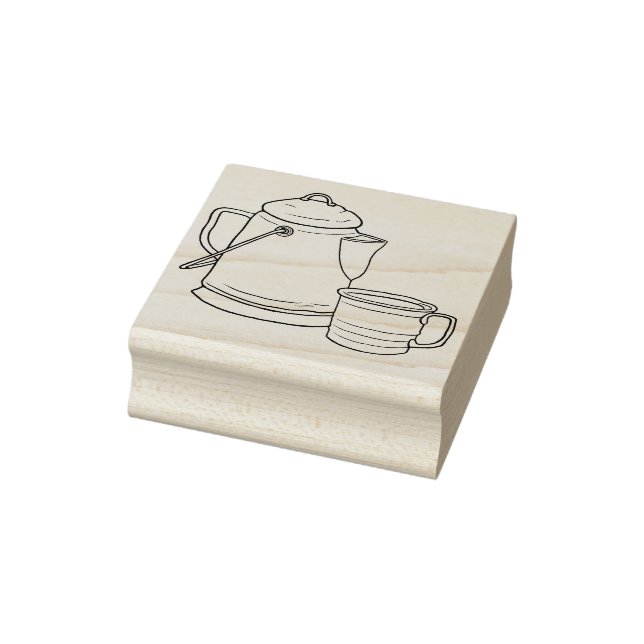 Cowboy-Camping Kaffeebuch und Teebecher Gummistempel (Stempel)