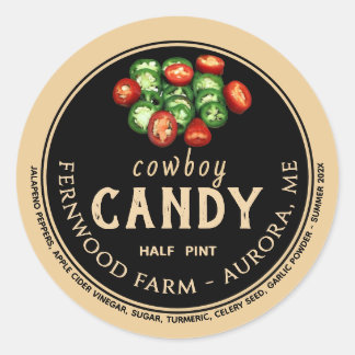 Cowboy Candy Candid Jalapeno Pepper Spicy Jelly Runder Aufkleber