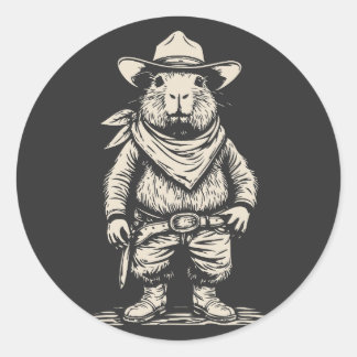 cowboy capybara runder aufkleber