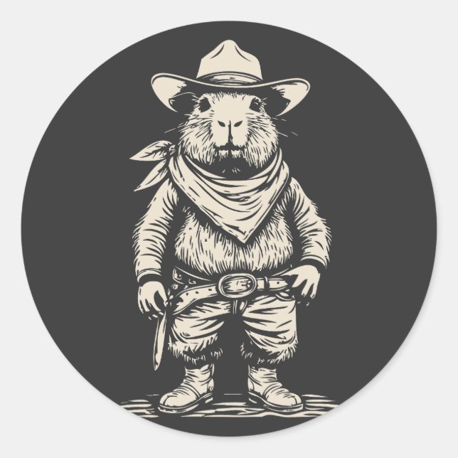 cowboy capybara runder aufkleber (Vorderseite)