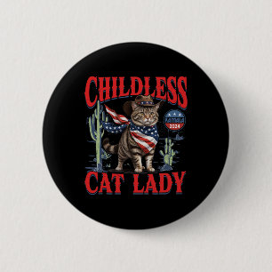 Cowboy Cat Childless Cat Lady für Kamala Wahl Button