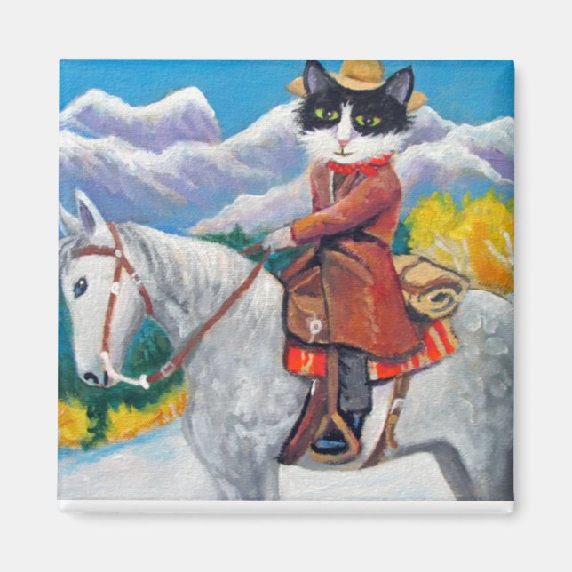 Cowboy Cat Magnet (Vorne)