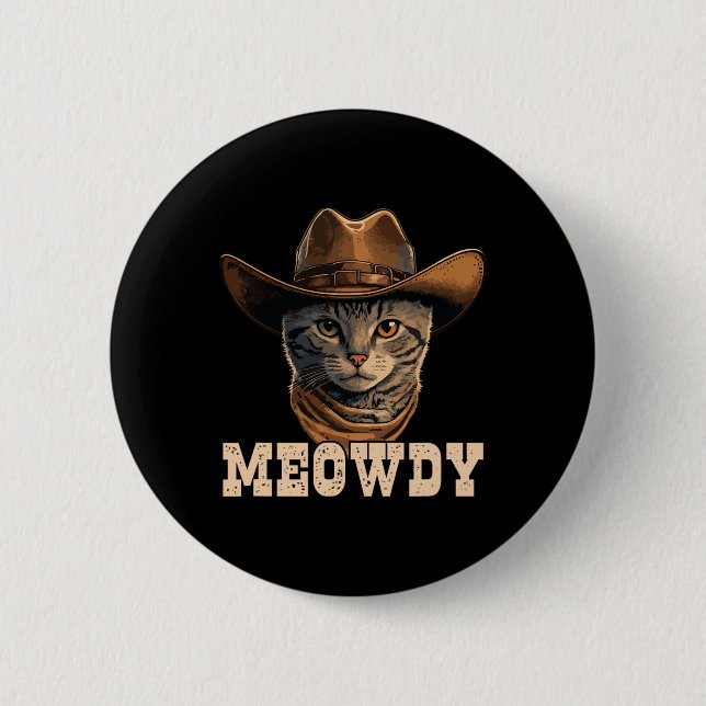 Cowboy Cat Meowdy 1 Button (Vorderseite)