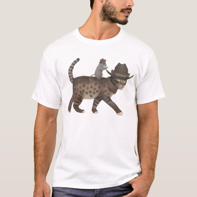 Cowboy Cat Meowdy Cat und Maus verrücktes Shirt (Vorderseite)
