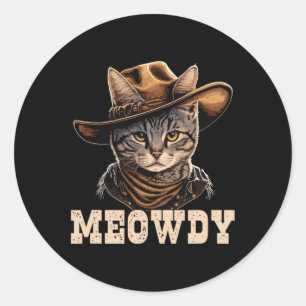 Cowboy Cat Meowdy Runder Aufkleber