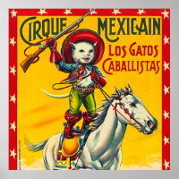 Cowboy Cat Mexic Circus Vintage Poster Art