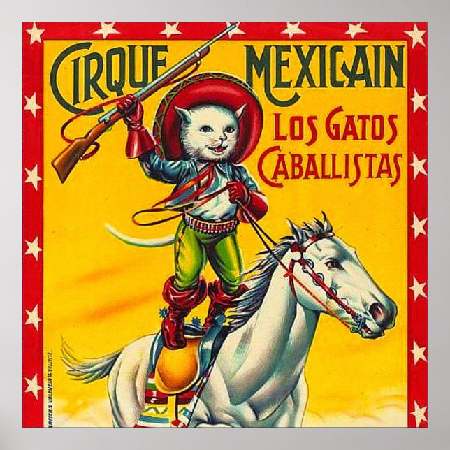 Cowboy Cat Mexic Circus Vintage Poster Art (Vorne)