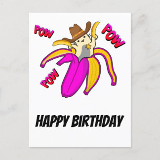 Cowboy Cat mit Banana Pistolen und Sheriff Star Postkarte