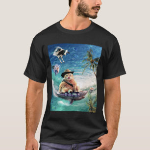 Cowboy Cat Riding Shark T-Shirt
