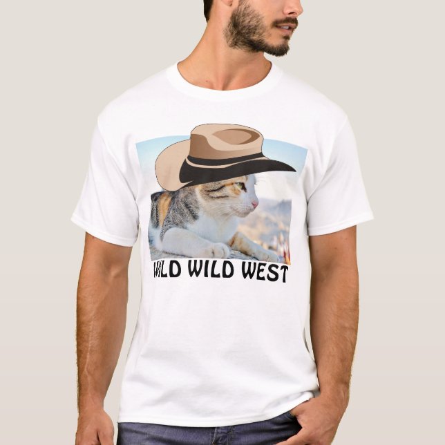 Cowboy Cat Tee Shirt, Wild West (Vorderseite)