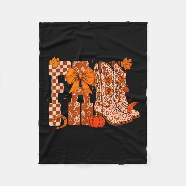 Cowboy Checkered Fall,fall Pumpkin,boots Cow Funny Fleecedecke (Vorderseite)