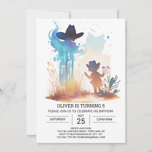 Cowboy Chic Custom Geburtstag Einladung (Vorderseite)