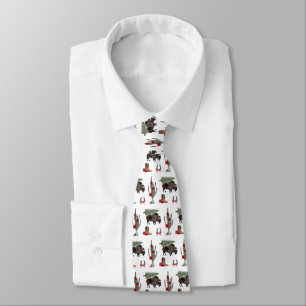 Cowboy Christmas Bison Western Buffalo Pattern Krawatte