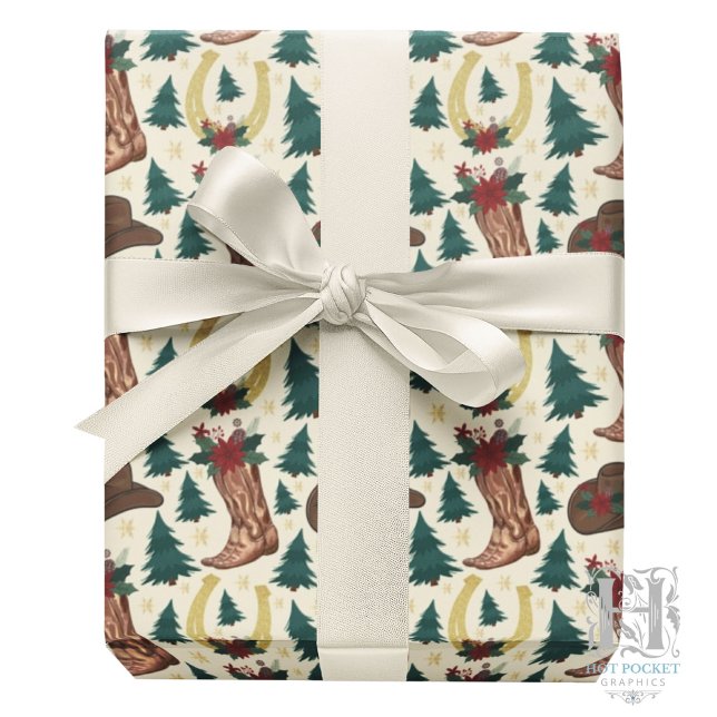 Cowboy Christmas Gift Wrapping Paper - Cream Geschenkpapier (Von Creator hochgeladen)