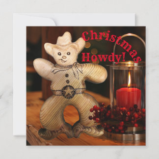 Cowboy Christmas Gingerbrei Man Holiday Karte