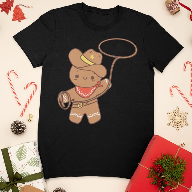 Cowboy Christmas Gingerbrot Man T-Shirt (Von Creator hochgeladen)