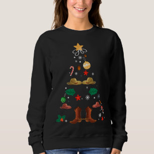 Cowboy Christmas Tree Boots Cowgirl Xmas Western W Sweatshirt
