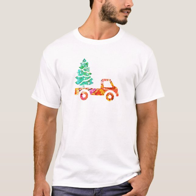 Cowboy Christmas Tree Haul Holidays Lieferwagen Tr T-Shirt (Vorderseite)
