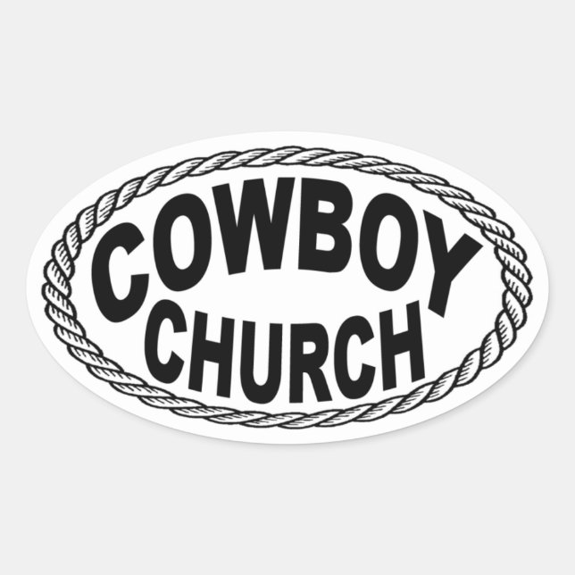 Cowboy Church Euro Style Ovaler Aufkleber (Vorderseite)
