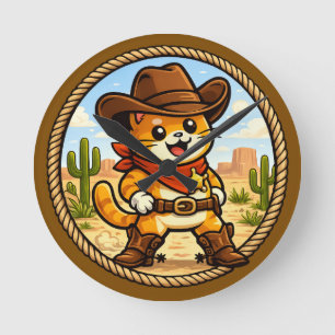 Cowboy Cliff - Whiskers Through Time Runde Wanduhr