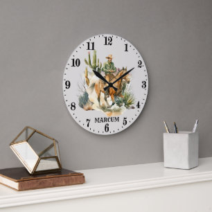 Cowboy cool Country Western Name Große Wanduhr