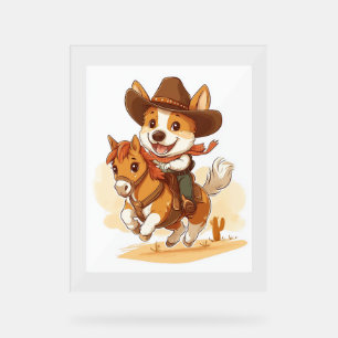 Cowboy Corgi - Western Rodeo Dog Acrylschild